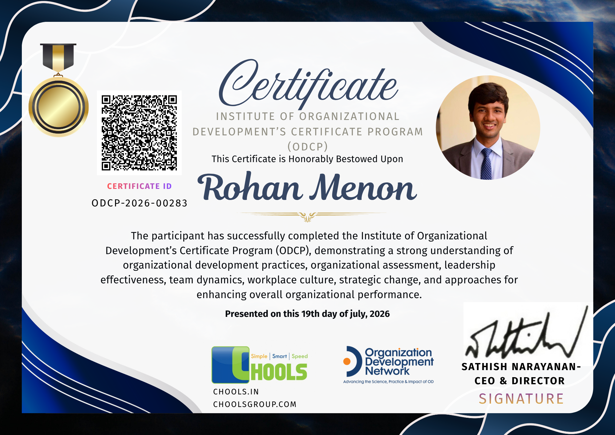 Institute of Organizational Development’s certificate program (ODCP) Certificate